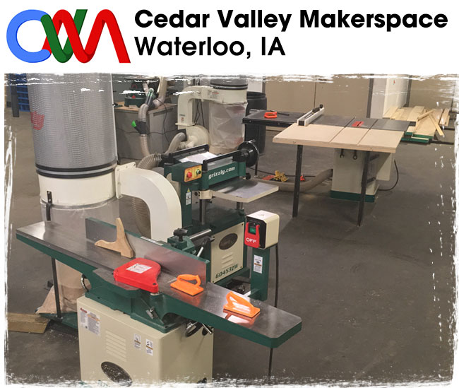 Grizzly machines used in the Cedar Valley Makerspace in Waterloo, Iowa