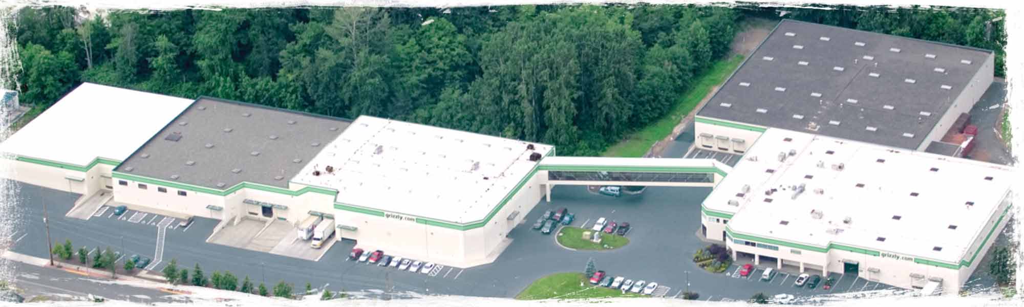 Grizzly's corporate headquarters as seen from the air in Bellingham, WA