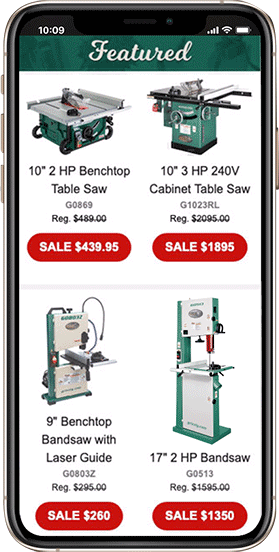 Featured items on mobile